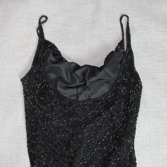 Vtg Stenay Black Beaded Evening Mermaid Dress Sz 10 Whimsigoth Prom Vamp 90s Y2K - Picture 9 of 14